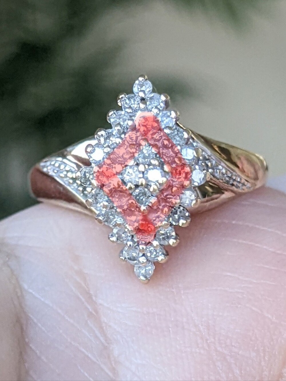Antique 10K Gold Diamond Cluster Ring - Picture 16 of 16